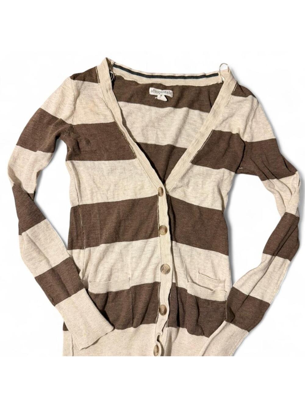 y2k aeropostale striped button up sweater